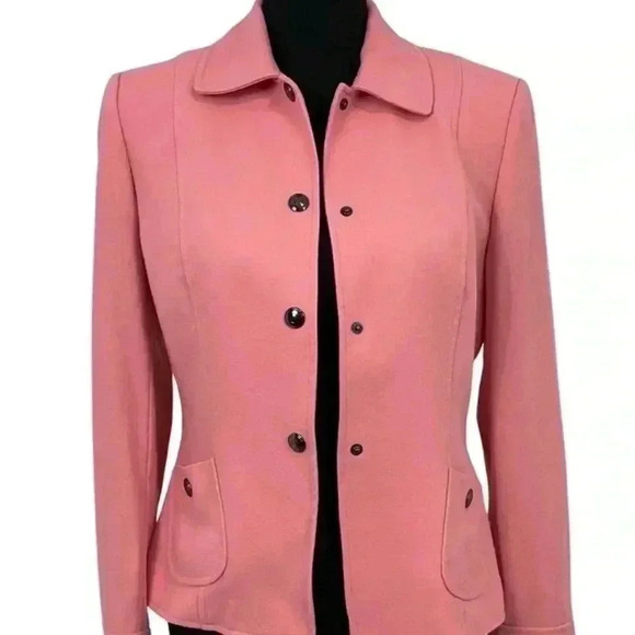 Tahari Arthur Levine Womens Coral Pink Jacket Petite Size 10P - Picture 6 of 9